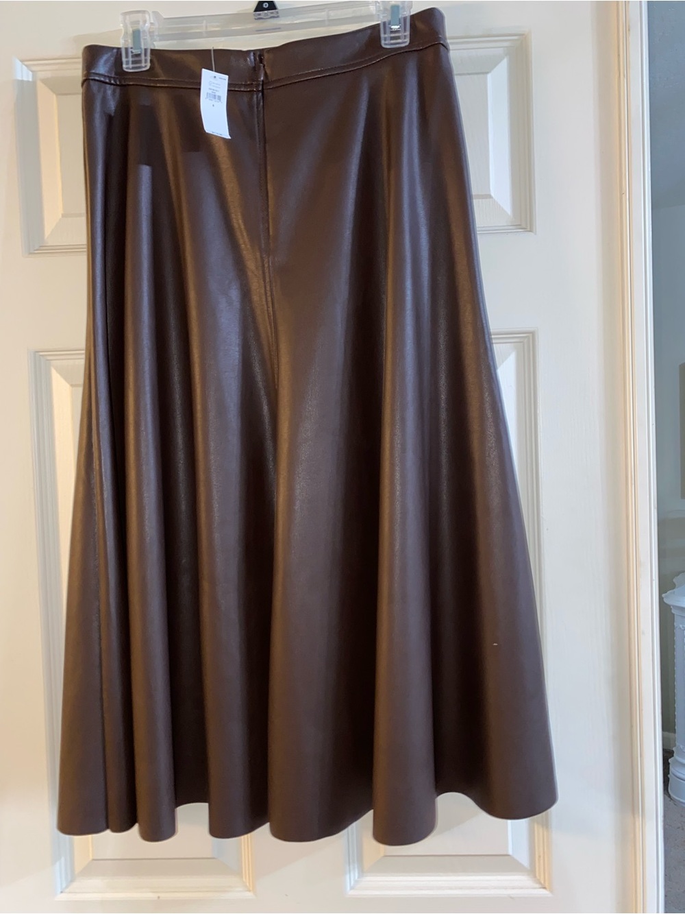 Banana Republic Brown Leather Midi Skirt sz 8 - Picture 2 of 5